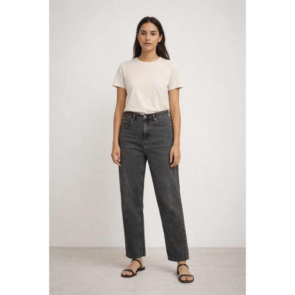 Everlane The Way High Jean Faded Black Organic Cotton Straight Leg Womens 30 Reg